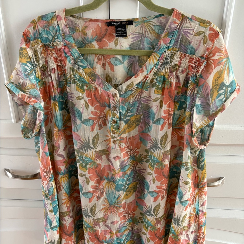 Robert Louis Floral Blouse  Size L